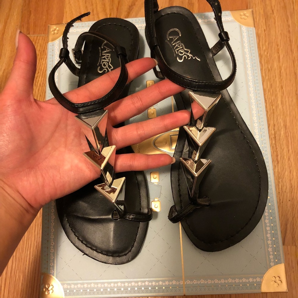 Black and Silver Gladiator Sandals